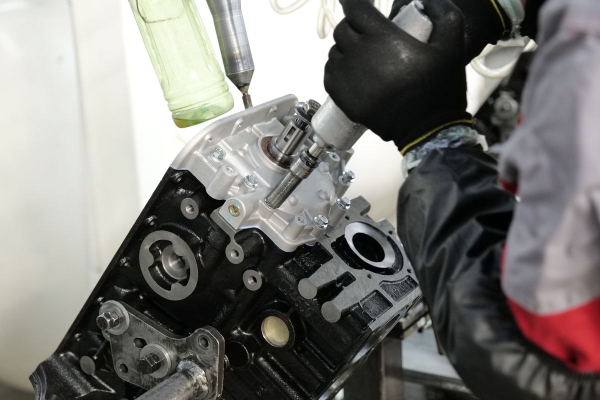 Closeup of an engine or gearbox repair