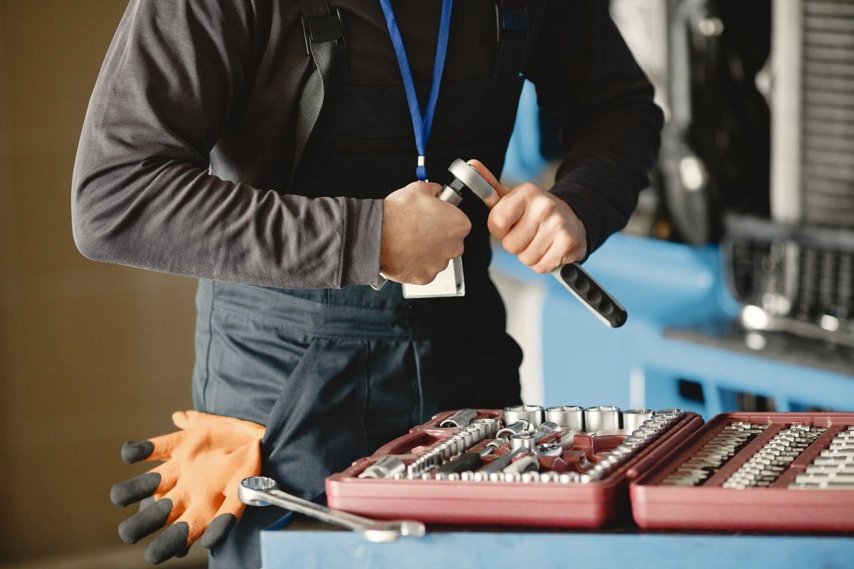 Technician toolbox with sockets and wrenches